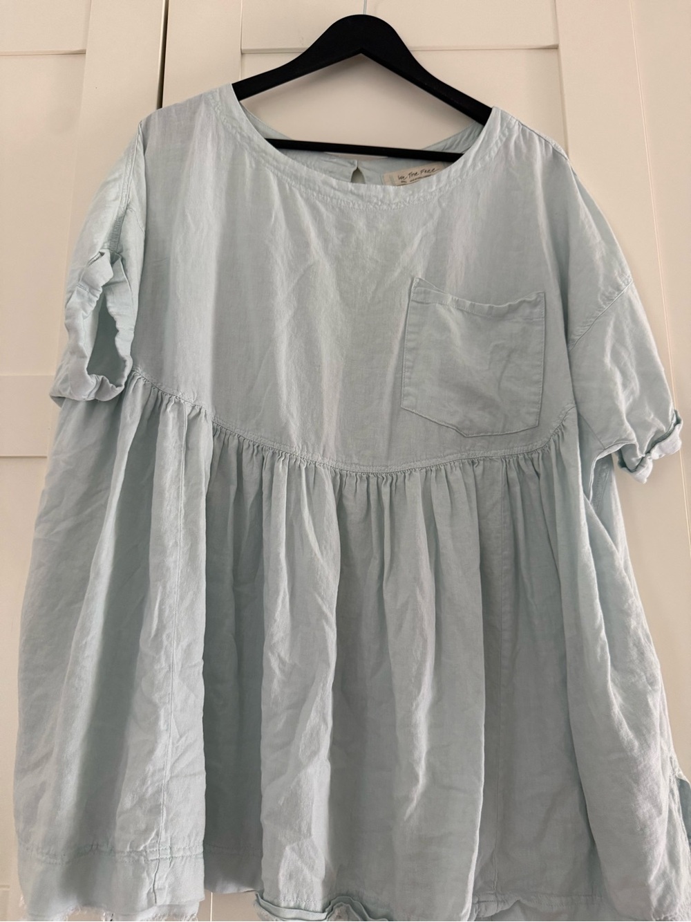 We The Free Pale Blue Tunic Top with Front Pocket